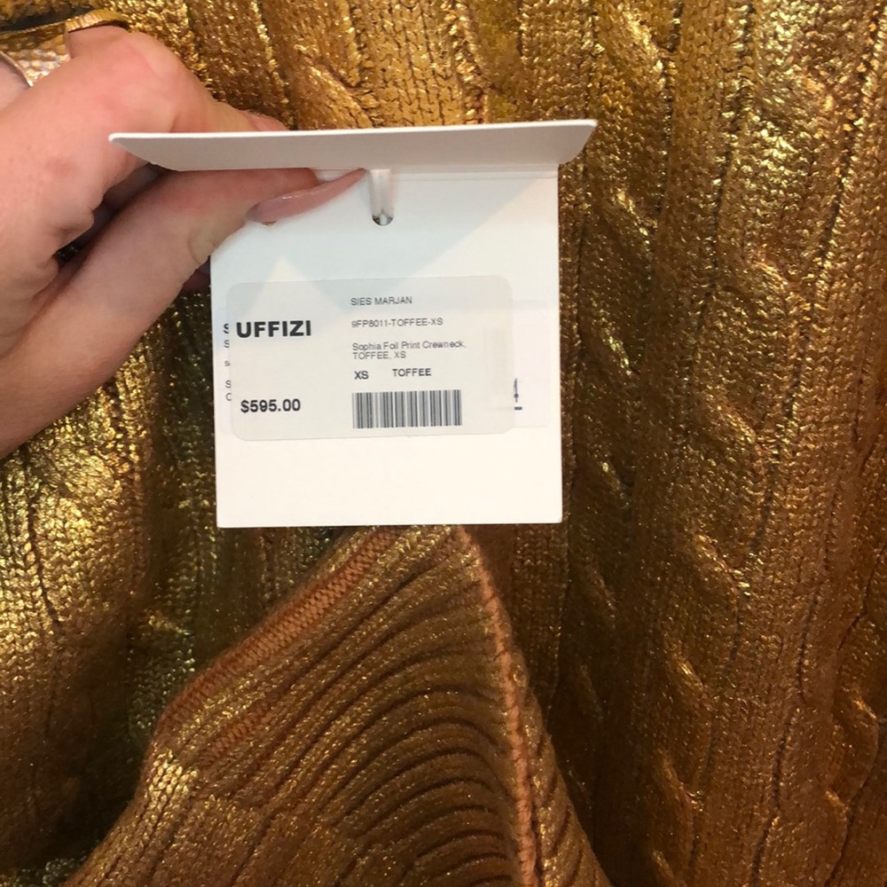 Sies Marjan gold painted cable merino wool sweater - Picture 3 of 3